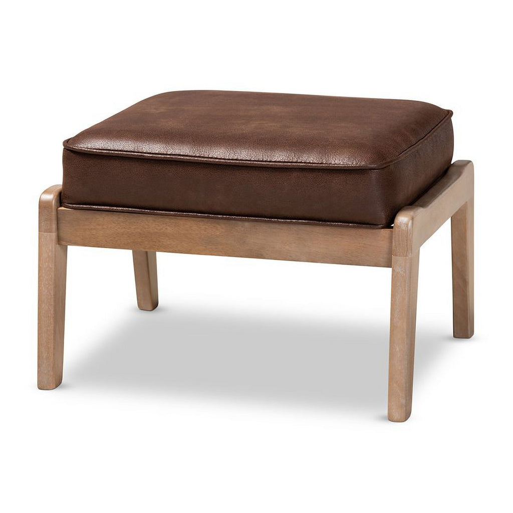 Dark Brown Faux Leather Armchair and Ottoman Set G432178