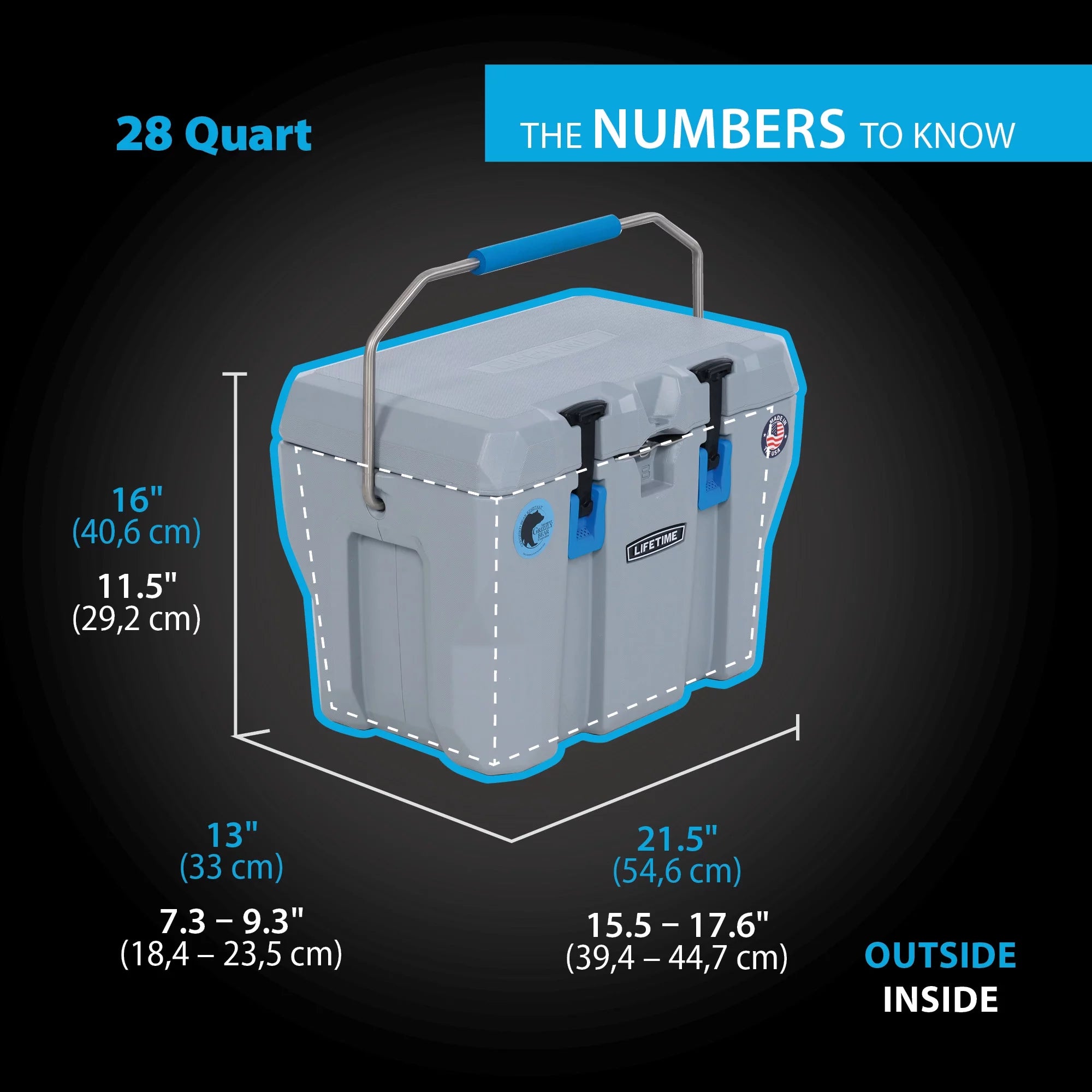 28 Quart Polyethylene Cooler, Sky Blue F928