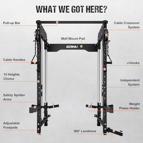 Folding Squat Rack Wall Mounted Power Rack with Dual Independent Pulley System Q2891
