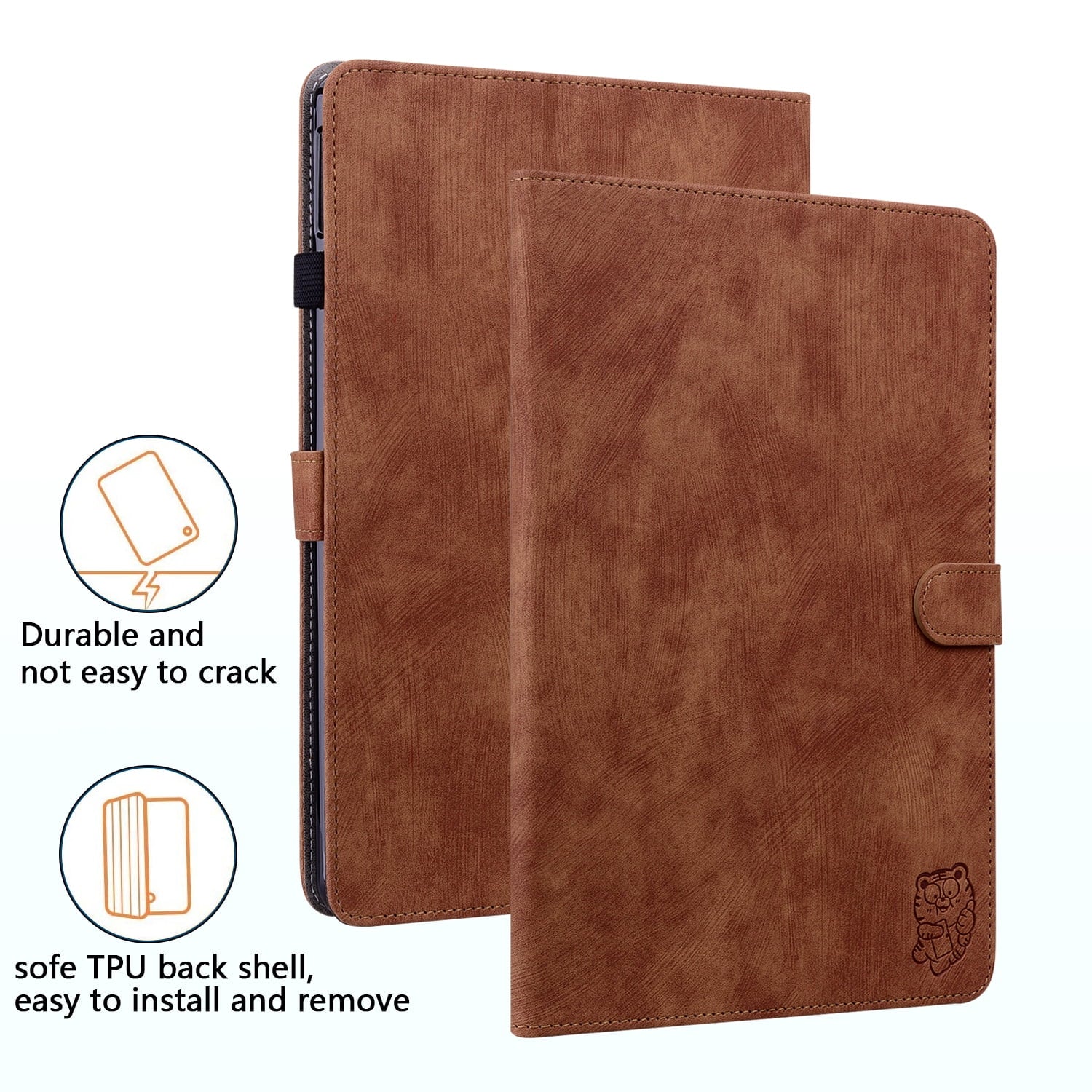 Brown Magnetic Leather Folio Case for 10.9 Inch iPad X7217