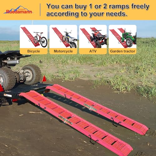 Red Aluminum Foldable Car Ramps, 550 lbs Capacity S1111