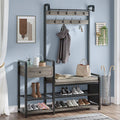 Oak Grey Hall Tree with Storage P8837