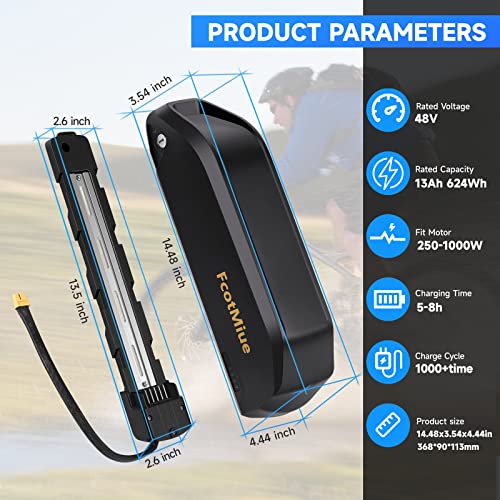 48V 20Ah Ebike Battery Pack Downtube Lithium Batteries with 3A Charger W485