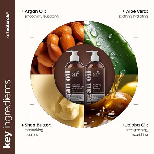 Argan Oil Shampoo and Conditioner Set Sulfate-Free Formula with Moroccan Oil and Keratin 16 Fl Oz 2 PK D4199