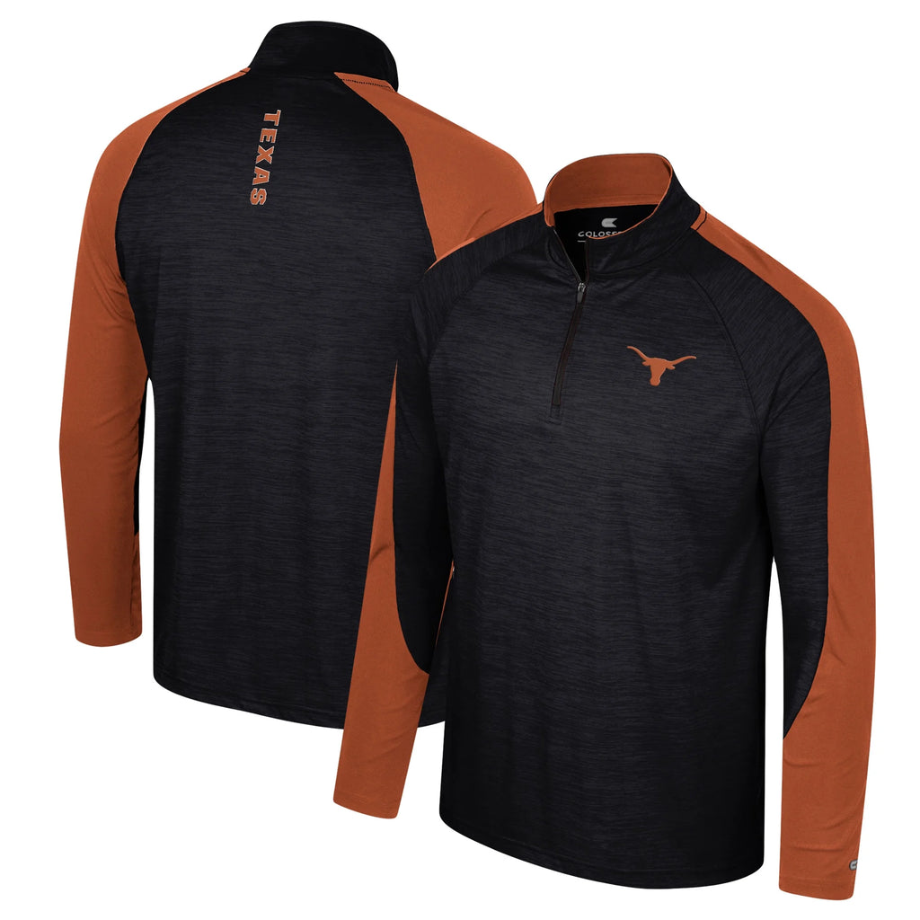Black Texas Longhorns Raglan Quarter-Zip Top A76204