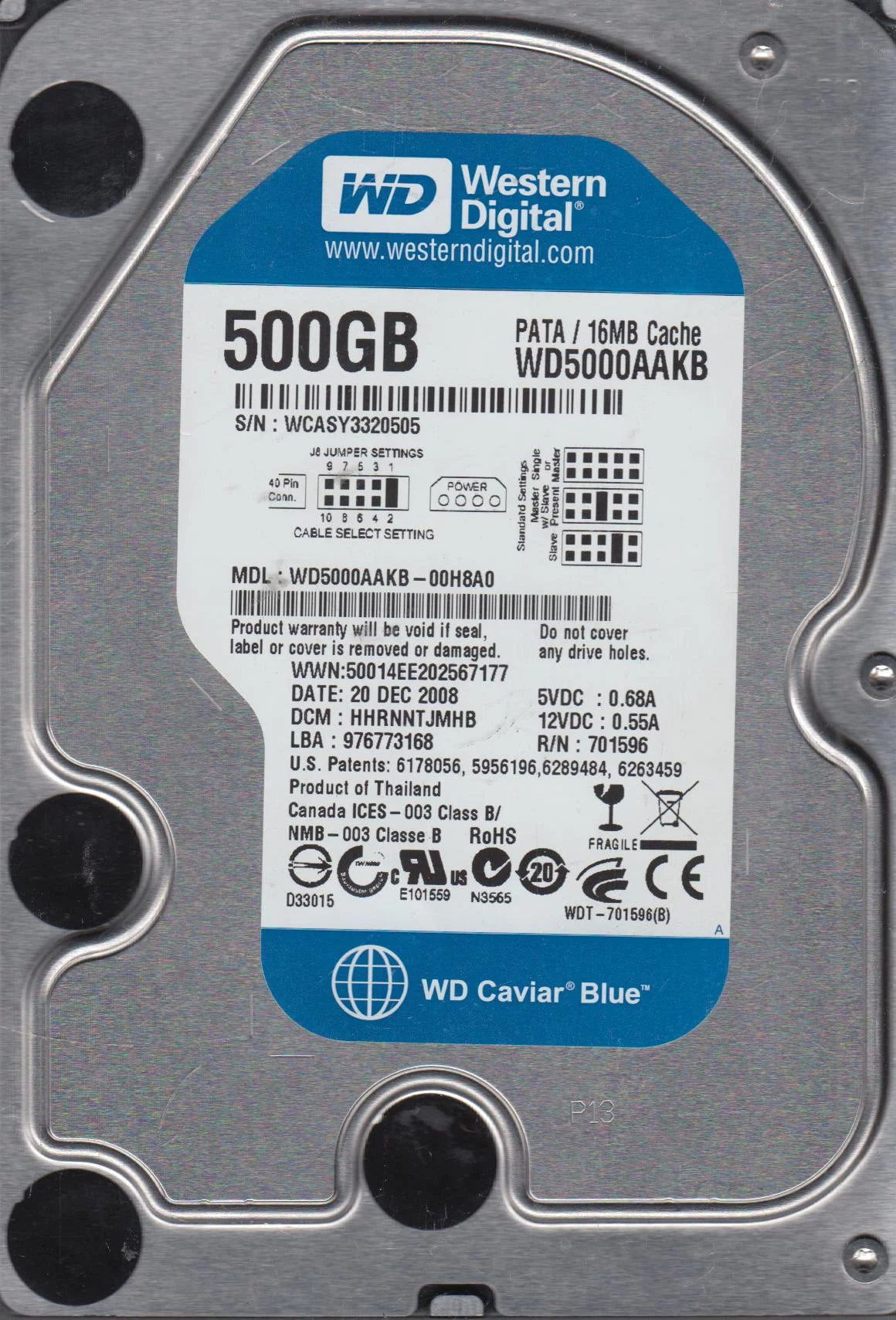 500GB IDE 3.5 Hard Drive I673632