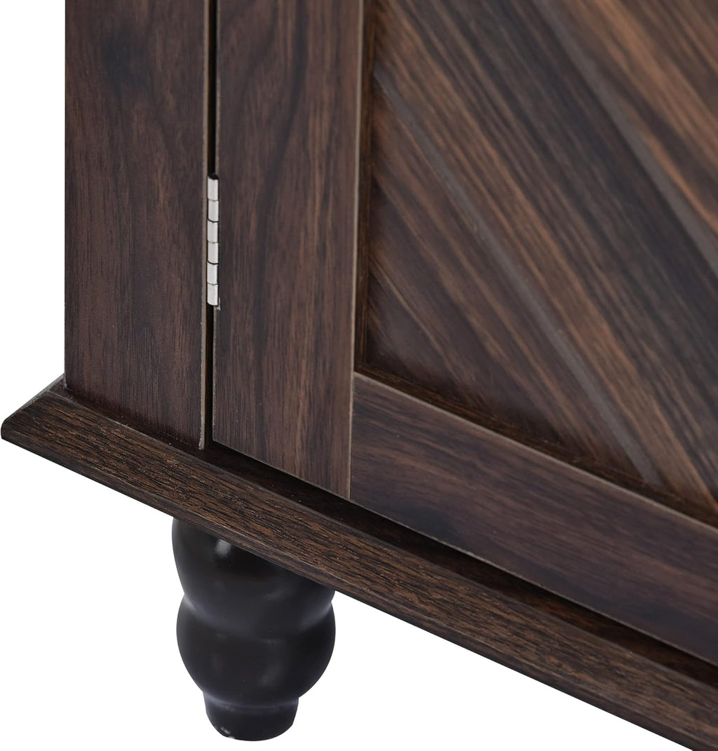 Brown 3-in-1 Hall Tree with 4 Hooks and Storage Bench L57875