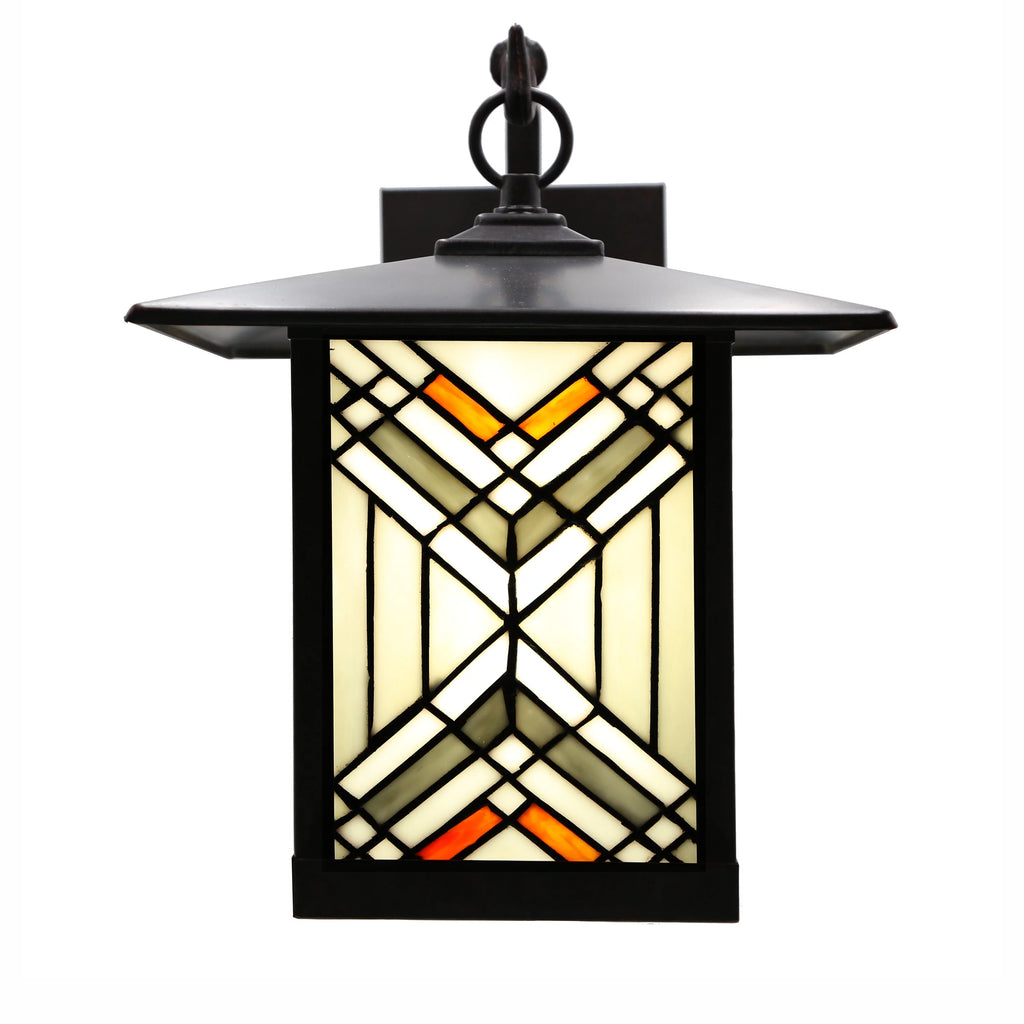 Bronze Outdoor Mission Stained Glass Wall Sconce R34844