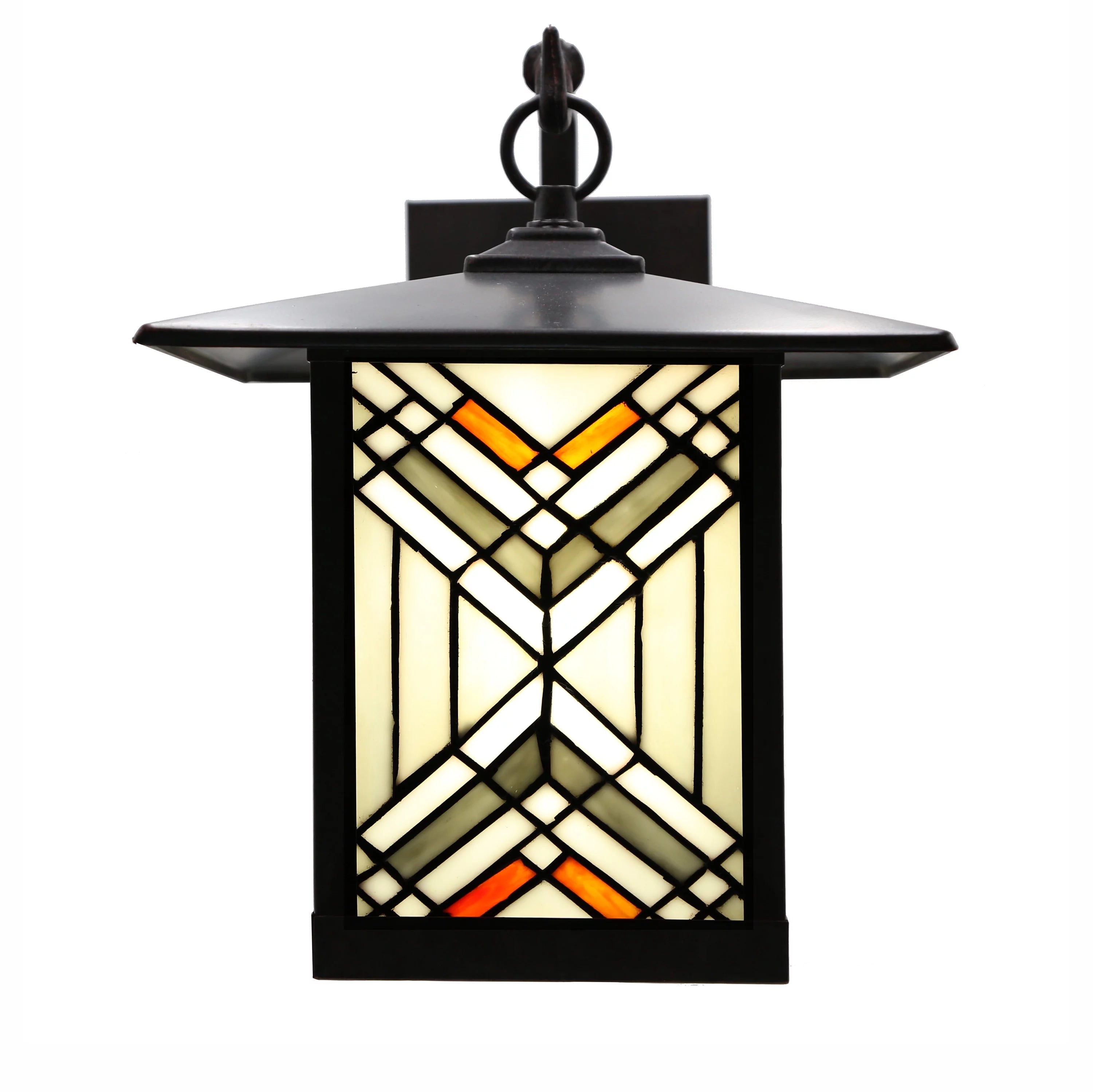 Bronze Outdoor Mission Stained Glass Wall Sconce R34844