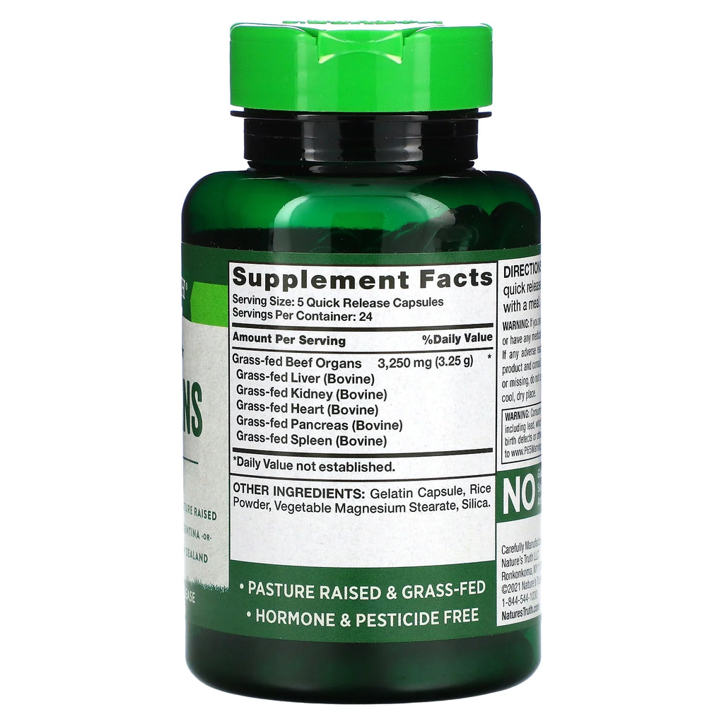 120 Count 3250mg Beef Organs Capsules M14134