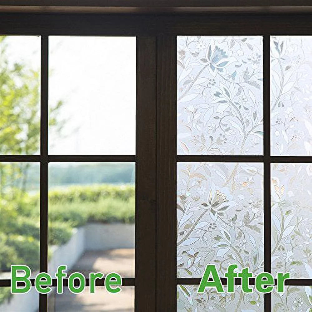 Etched Lace Window Film Static Window Cling Frosted Glass Window Clings 17.7 by 78.7 Inches V616298