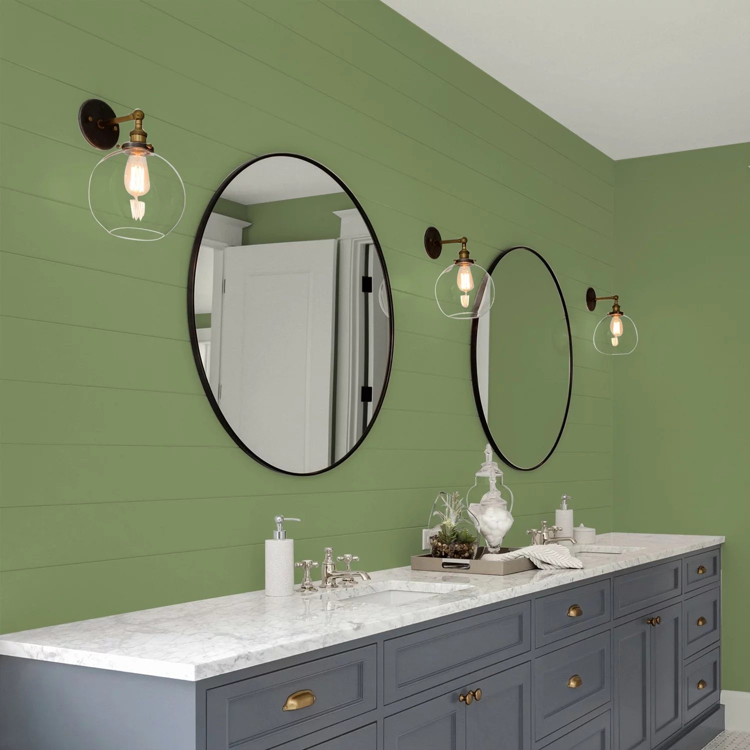 Moss Point Green Eggshell Interior Paint and Primer, 1 Gallon B705