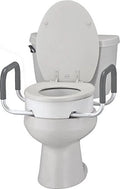 White Elongated Toilet Seat Riser with Arms Y24031