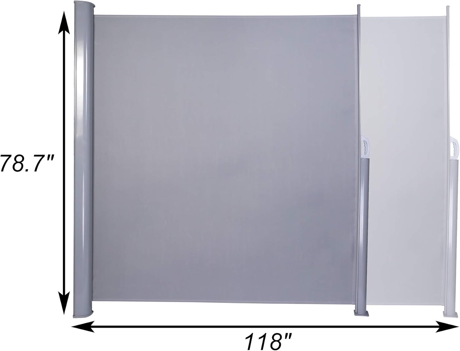 Grey Retractable Waterproof Sun Shade Screen Room Divider with Aluminium Pole (118" L x 78.7" H) L325986