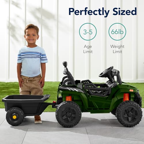 Black 12V Electric Ride On UTV Car with Trailer T5203