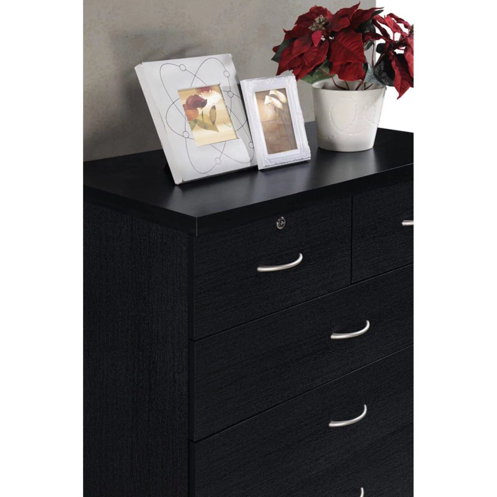 7 Drawer Wooden Dresser Chest with 2 Top Locks, Cherry Q1265