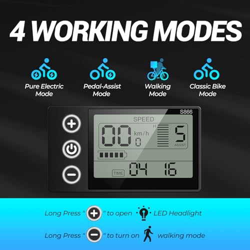 26" x 4.0 Fat Tire Electric Bike, 1000W Peak 1500W 48V 15.6Ah Lithium Battery, 35MPH, 21-Speed B60097