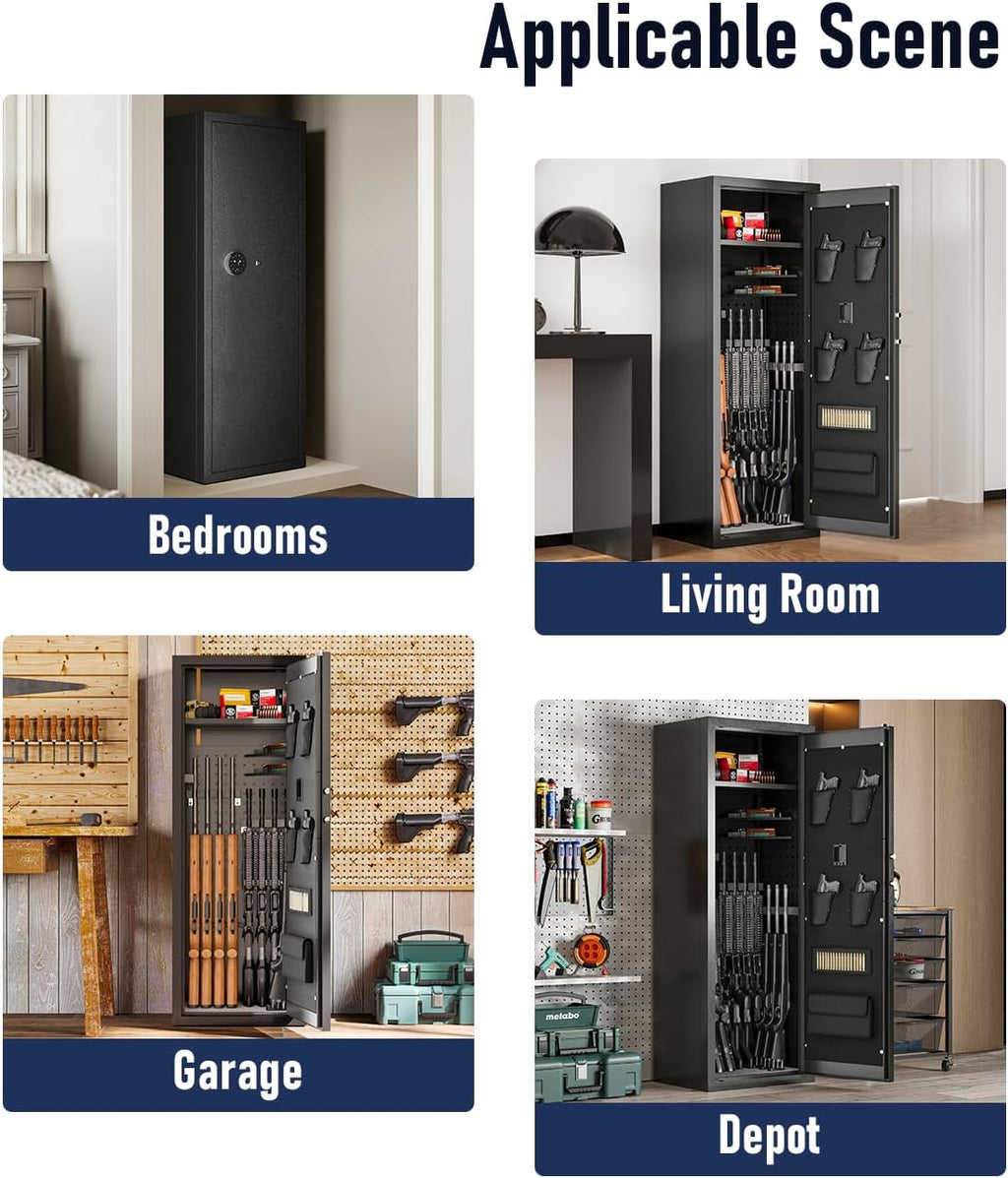 Biometric Rifle Gun Safe with 3 Removable Gun Racks P844