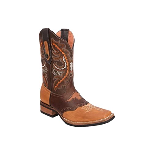 Square Toe Cowboy Boots in Genuine Leather J454