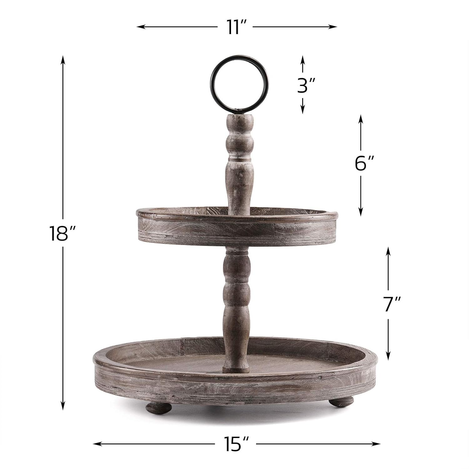 Two Tier Distressed Wood Serving Tray V711366