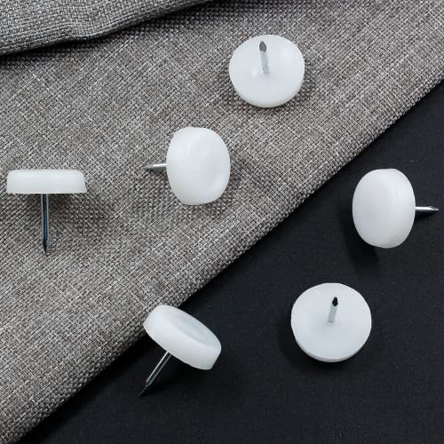 100pcs 18mm White Nylon Furniture Sliders T33354