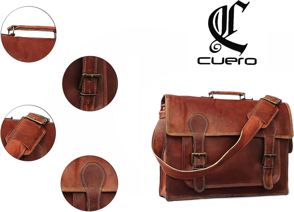 18 Inch Leather Messenger Bag Laptop Briefcase Satchel X658