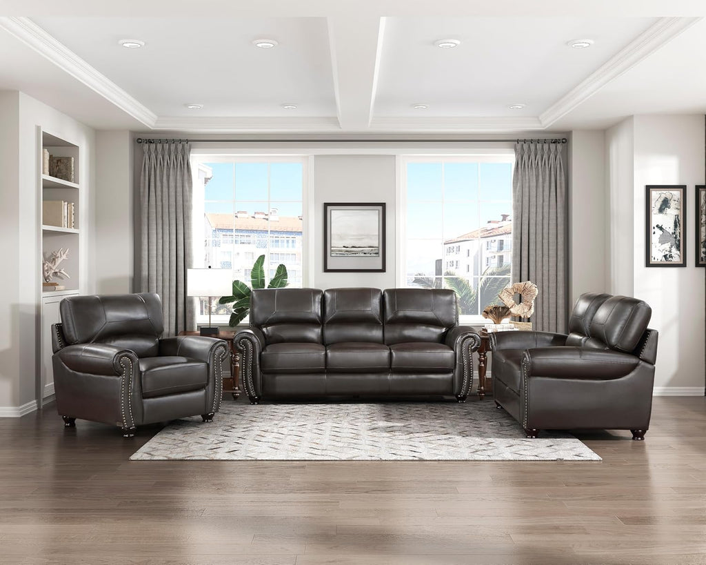 Brown Leather 3pc Sofa Set D61867