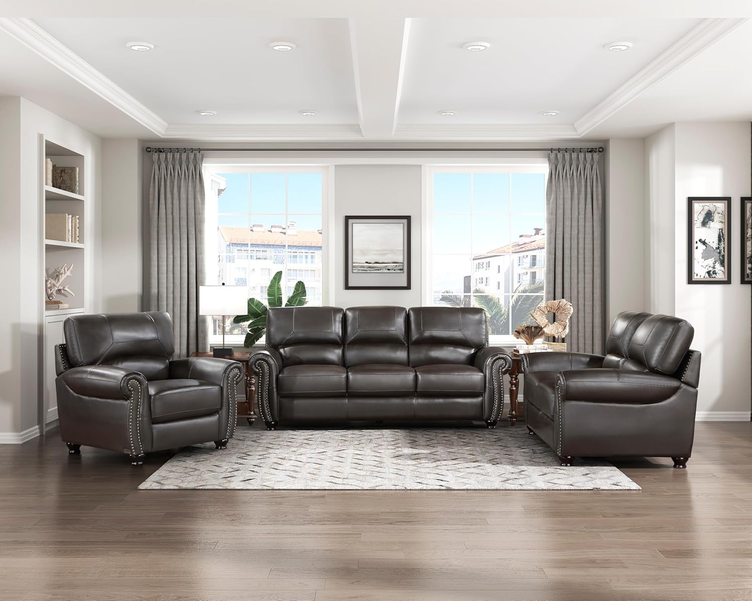 Brown Leather 3pc Sofa Set D61867