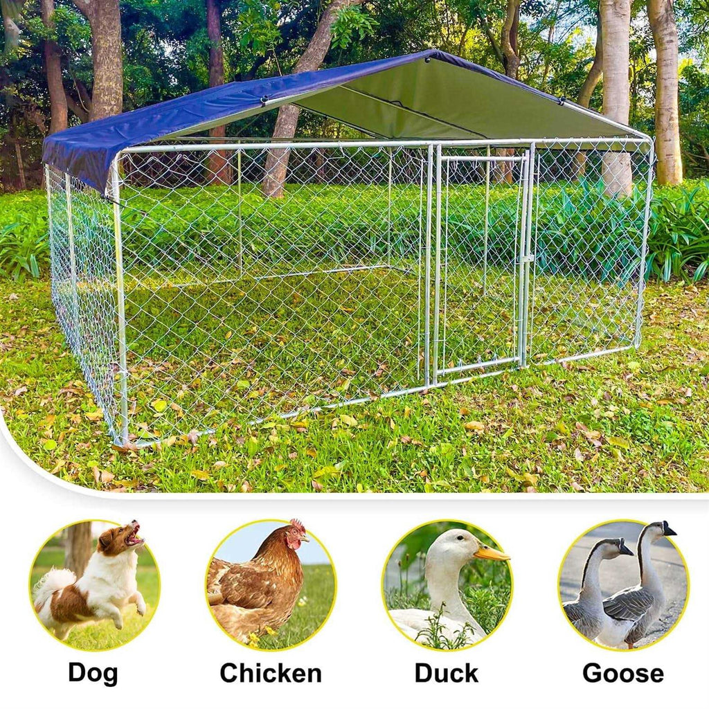 10ft x 10ft Outdoor Metal Dog Kennel with Roof B725629