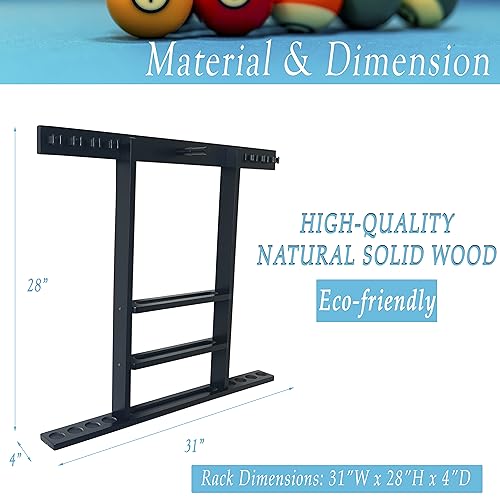 Wall Mount Pool Cue Stick Holder Hold 8 Cues Solid Wood Mahogany X594788