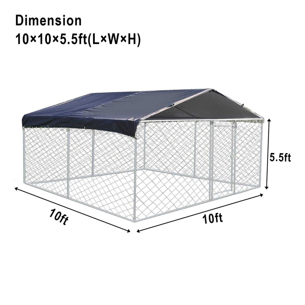 10ft x 10ft Outdoor Metal Dog Kennel with Roof B725629