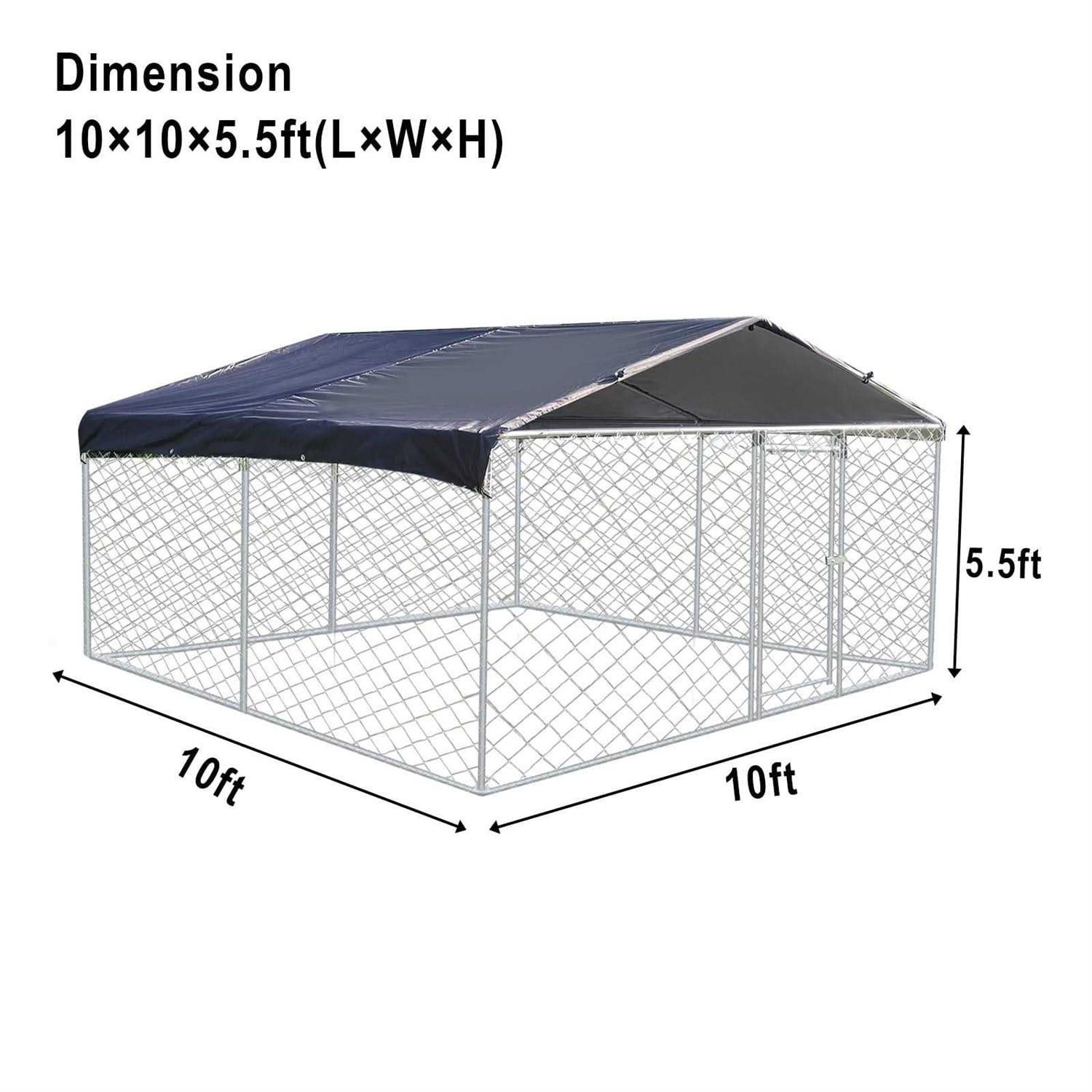10ft x 10ft Outdoor Metal Dog Kennel with Roof B725629