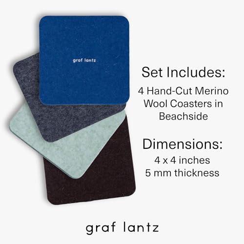 4" x 4" x 5 mm 4 Coaster Set 100% Merino Wool Felt Coasters N85734