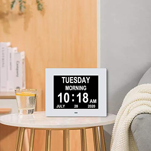 8 Inch Extra Large Calendar Day Date Time Clock with Non-Abbreviated Day Month Q41293
