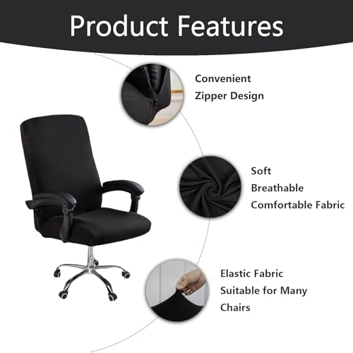 Large Black High Back Chair Cover with Zipper M2612
