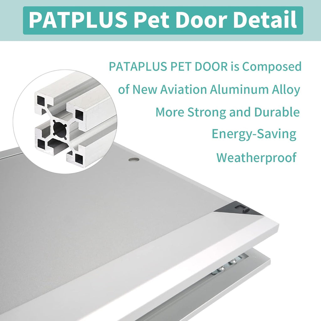 Large Pet Door Aluminum Dog Door Cat Door with Slide-in Lock Panel and Magnetic Flaps O208