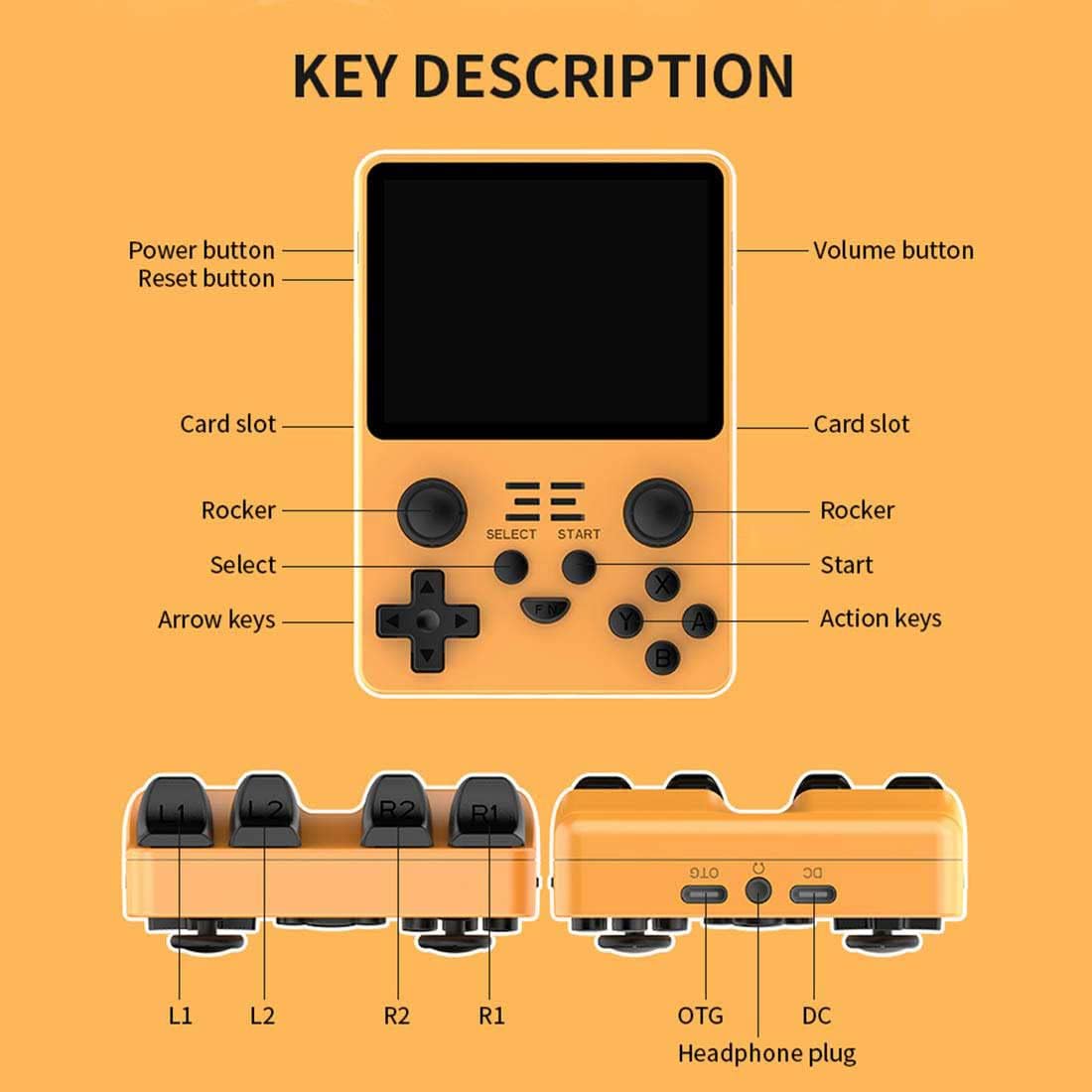 Yellow 3.5 Inch Handheld Game Console D28883