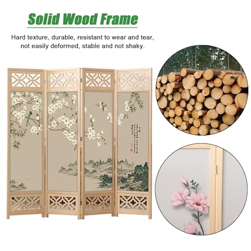 4-Panel Wooden Room Divider 180 200cm Tall X50055