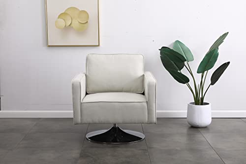 Swivel Teddy Fabric Accent Chair with Metal Base P858894
