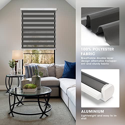 White 24" W x 72" H Cordless Zebra Roller Blinds N128390