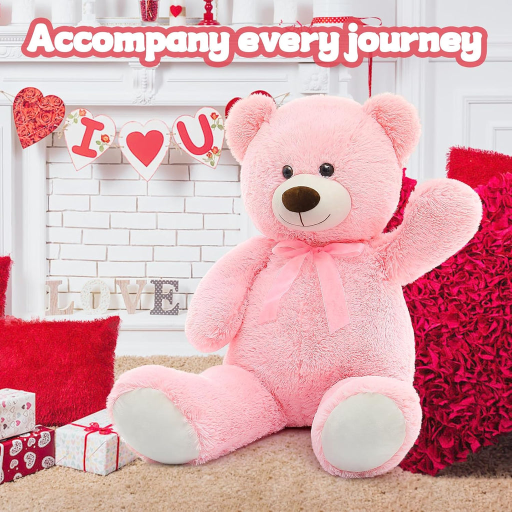 35.4'' Large Pink White Teddy Bear Plush Toy F255144