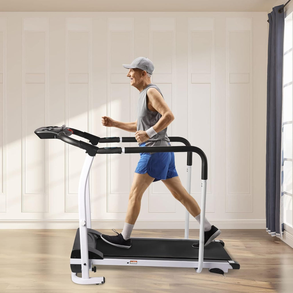 Walking Treadmill with Full Length Handrails, LCD Display, Foldable, 300 lbs Capacity I3672