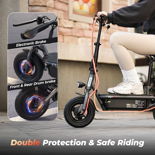 Electric Scooter with Seat, 14" Pneumatic Tire, Height Adjustable Seat O4150