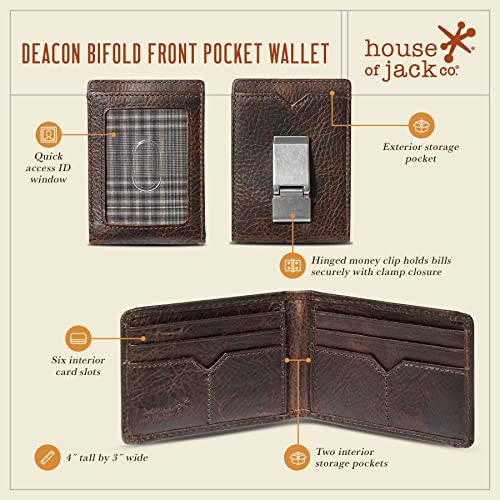 Full Grain Leather Bifold Money Clip Wallet B3057