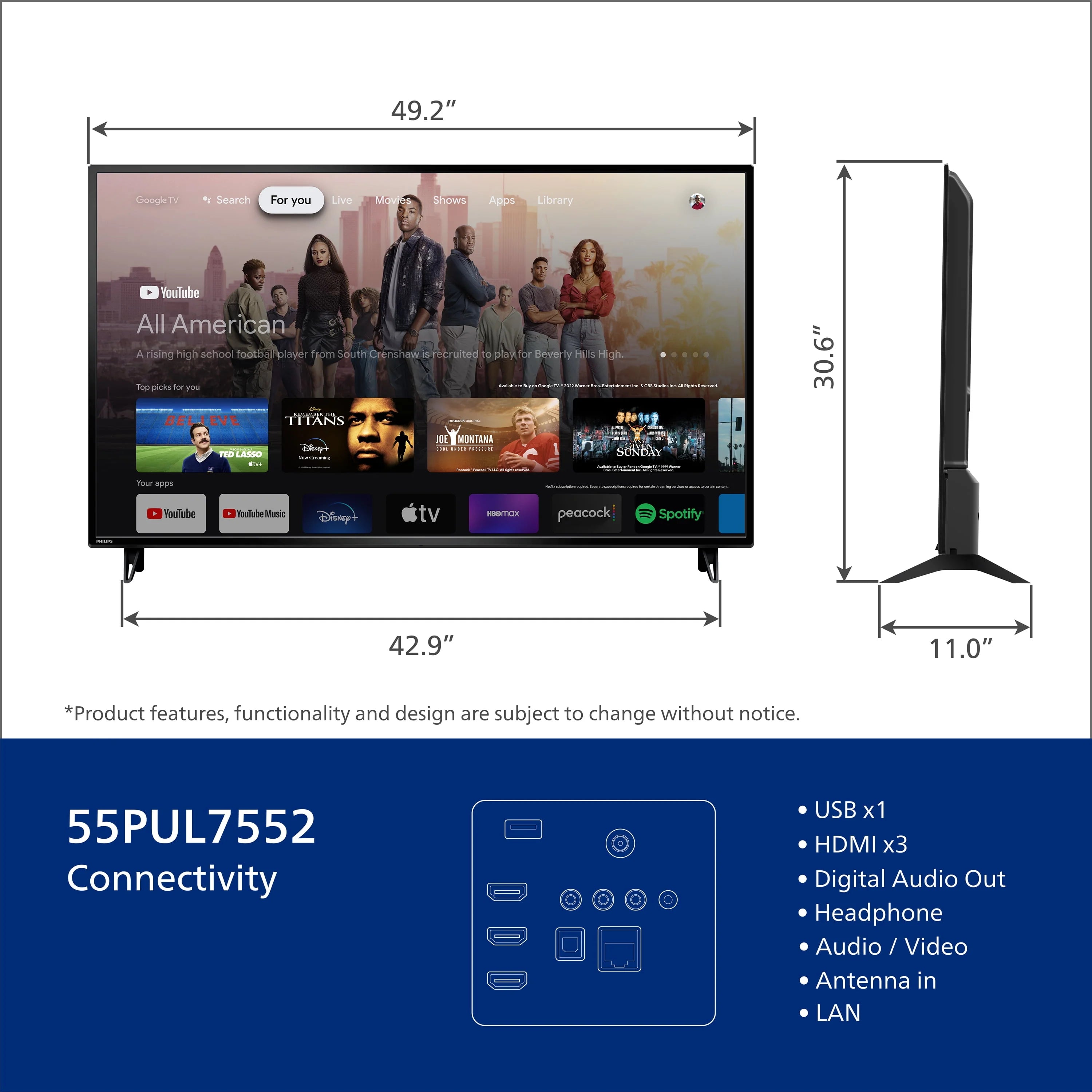 55 Class 4K Ultra HD Smart LED TV W4979
