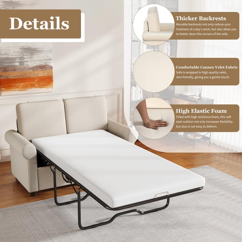 Grey Pull Out Sofa Bed with Twin Size Mattress Pad U94583