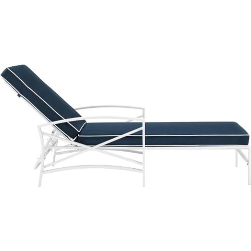 White Metal Chaise Lounge with Grey Cushions Z155409