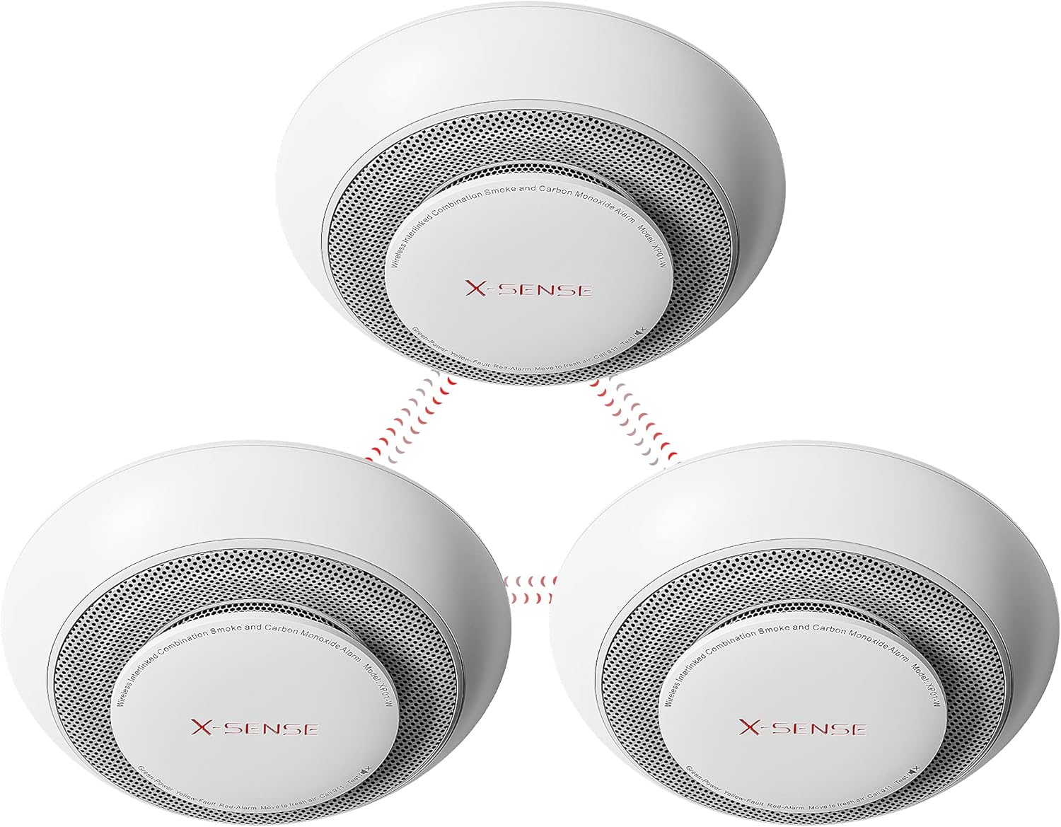 3-Pack Wireless Interconnected Smoke and Carbon Monoxide Detector Alarm R153101