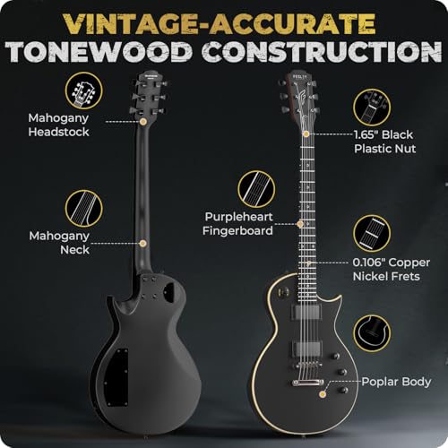 Black Matte Solid Body Electric Guitar with Gig Bag H77587