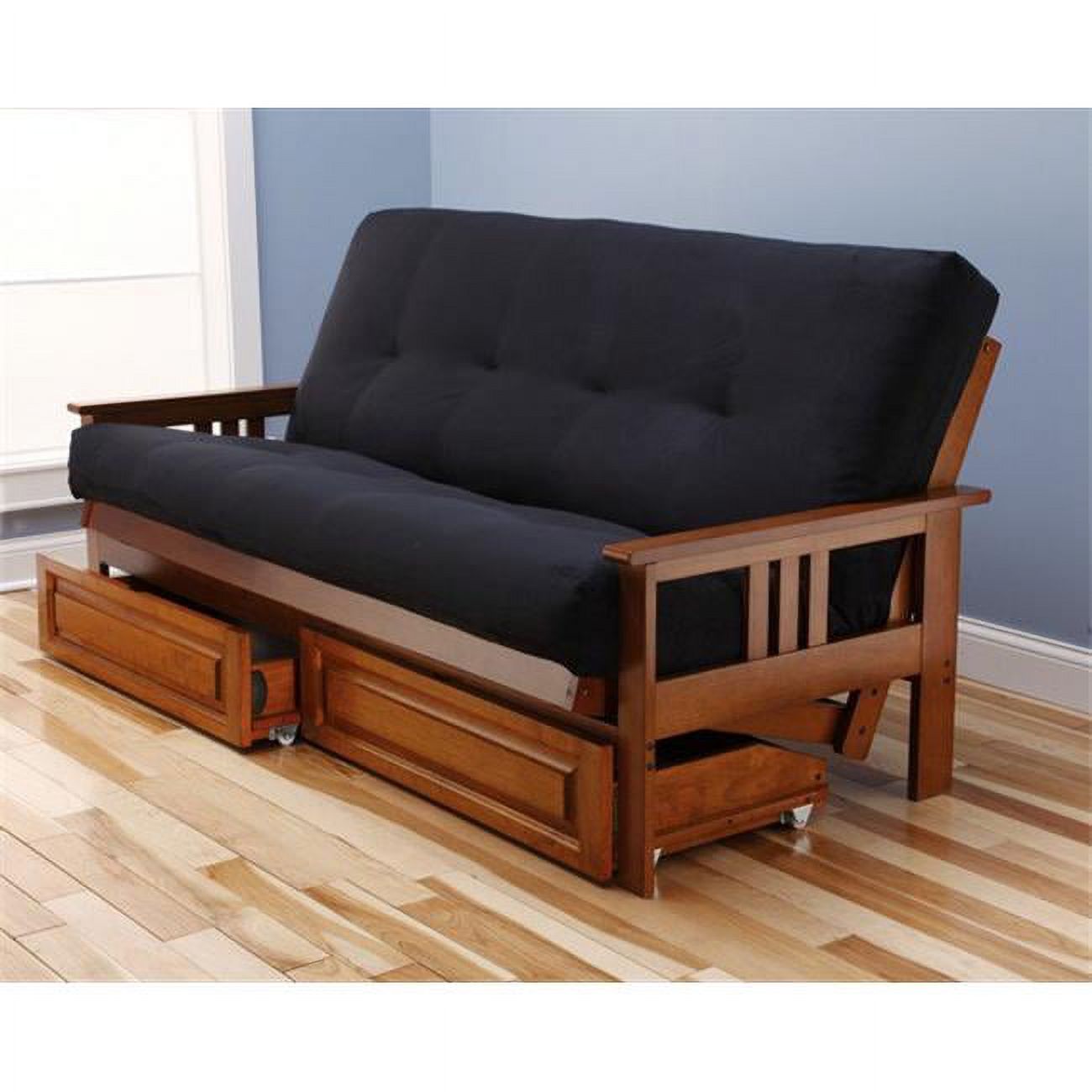 Futon with Suede Fabric Mattress in Black P92272